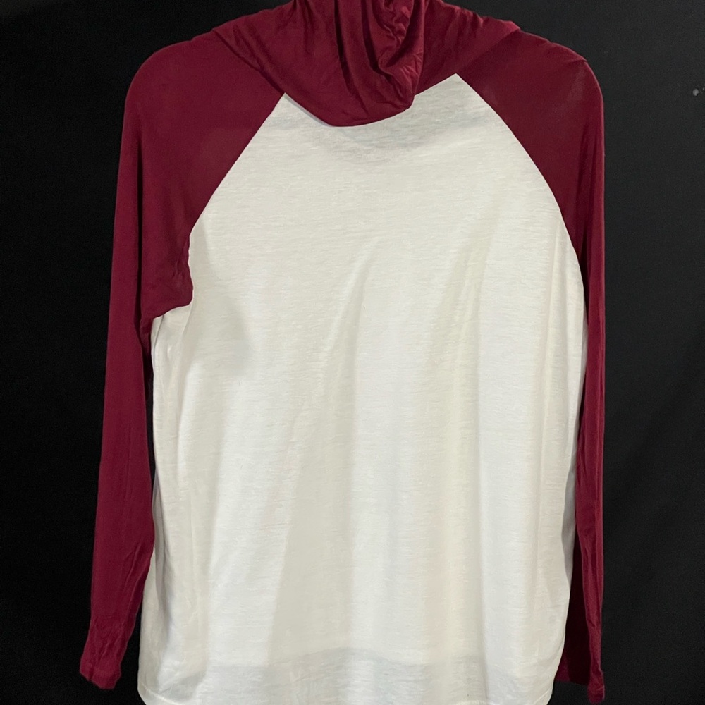 Maroon & White Lightweight Long-Sleeve Hoodie Shirt